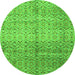 Round Abstract Green Modern Rug, abs4092grn