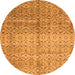 Round Machine Washable Abstract Orange Modern Area Rugs, wshabs4092org