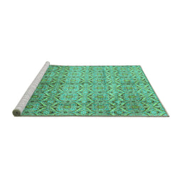 Sideview of Machine Washable Abstract Turquoise Modern Area Rugs, wshabs4092turq
