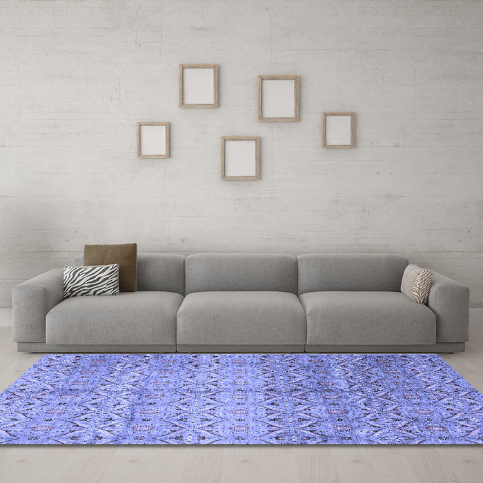 Machine Washable Abstract Blue Modern Rug in a Living Room, wshabs4092blu