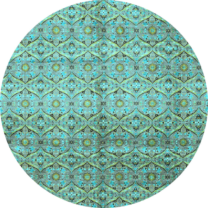 Round Machine Washable Abstract Light Blue Modern Rug, wshabs4092lblu