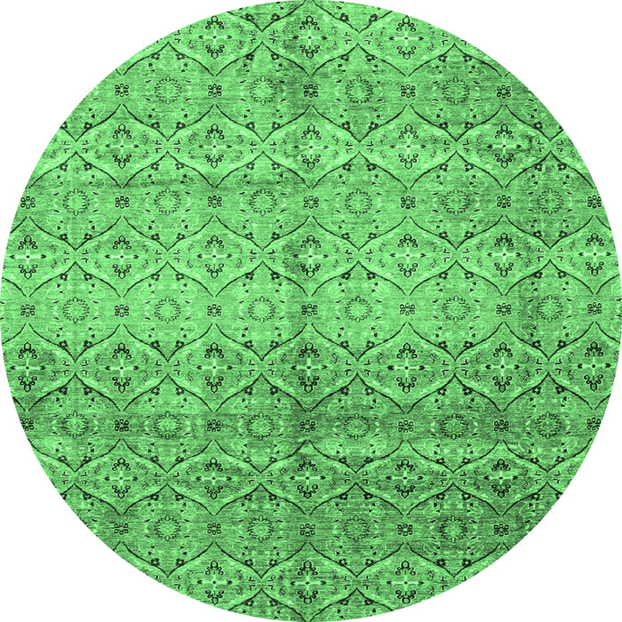 Round Abstract Emerald Green Modern Rug, abs4092emgrn
