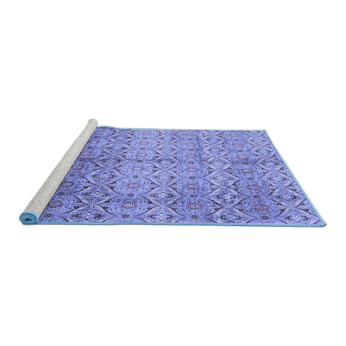 Sideview of Machine Washable Abstract Blue Modern Rug, wshabs4092blu