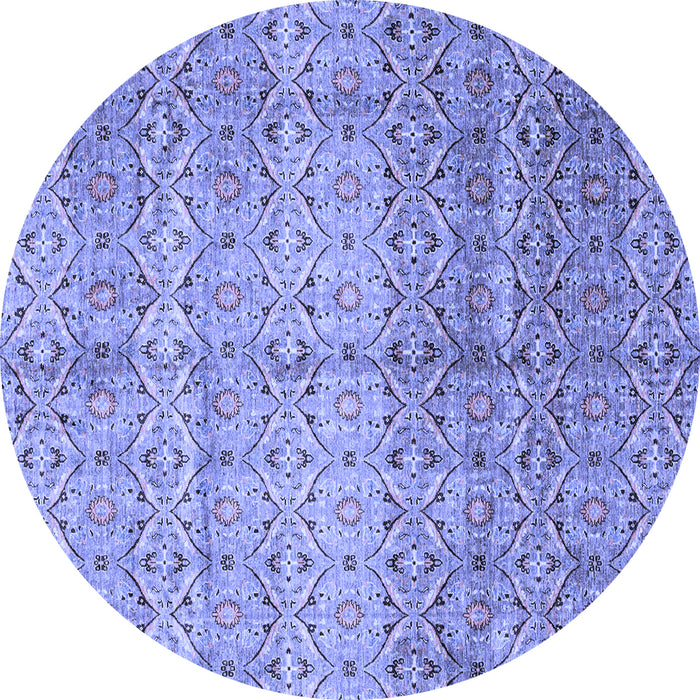 Round Abstract Blue Modern Rug, abs4092blu