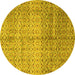 Round Abstract Yellow Modern Rug, abs4092yw