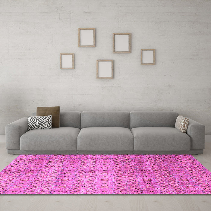 Machine Washable Abstract Pink Modern Rug in a Living Room, wshabs4092pnk