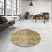 Round Abstract Light Brown Modern Rug in a Office, abs4092