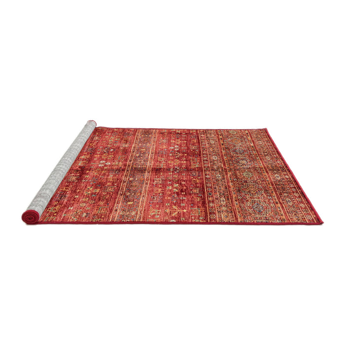 Sideview of Machine Washable Abstract Red Rug, wshabs4093