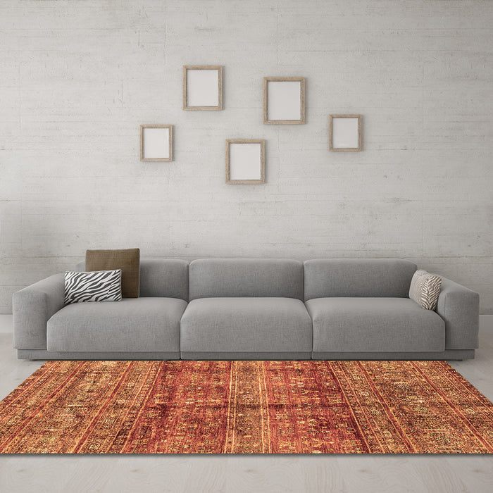 Machine Washable Abstract Brown Modern Rug in a Living Room,, wshabs4093brn