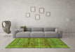 Machine Washable Abstract Green Modern Area Rugs in a Living Room,, wshabs4093grn