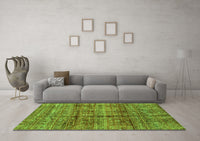 Machine Washable Abstract Green Modern Rug, wshabs4093grn