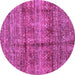 Round Machine Washable Abstract Purple Modern Area Rugs, wshabs4093pur