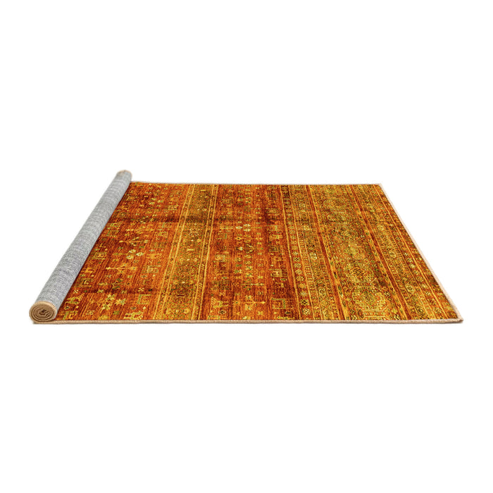 Sideview of Machine Washable Abstract Yellow Modern Rug, wshabs4093yw
