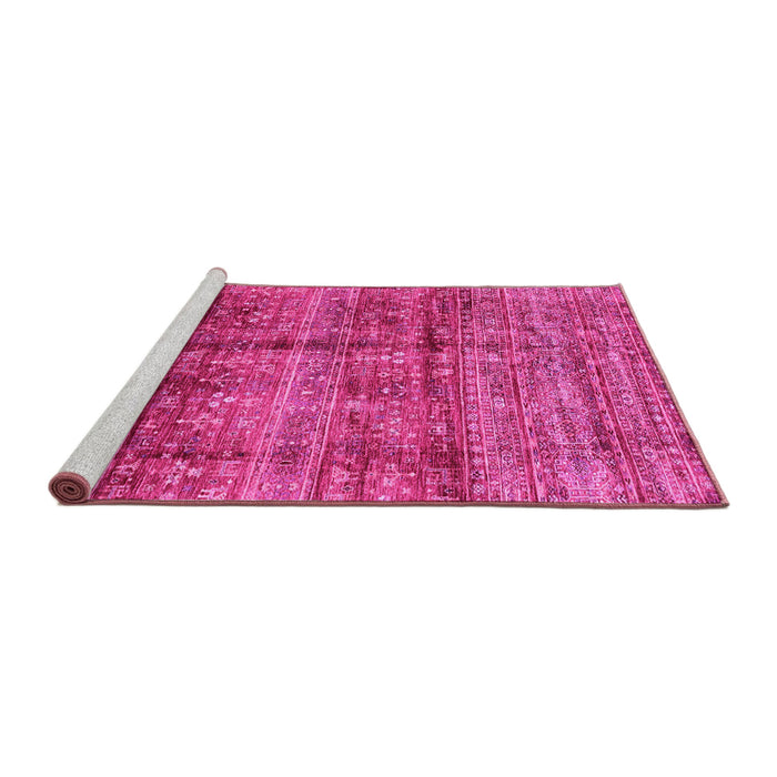 Sideview of Machine Washable Abstract Pink Modern Rug, wshabs4093pnk