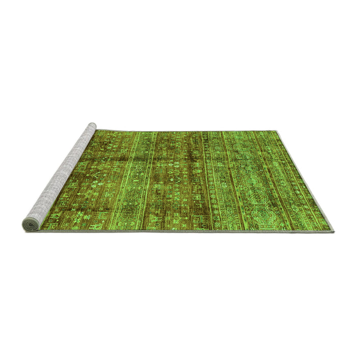 Sideview of Machine Washable Abstract Green Modern Area Rugs, wshabs4093grn
