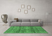 Machine Washable Abstract Emerald Green Modern Area Rugs in a Living Room,, wshabs4093emgrn