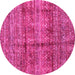 Round Machine Washable Abstract Pink Modern Rug, wshabs4093pnk