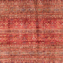 Square Abstract Red Modern Rug, abs4093