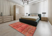 Abstract Red Modern Rug in a Bedroom, abs4093