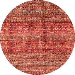 Round Machine Washable Abstract Red Rug, wshabs4093