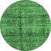 Round Abstract Emerald Green Modern Rug, abs4093emgrn