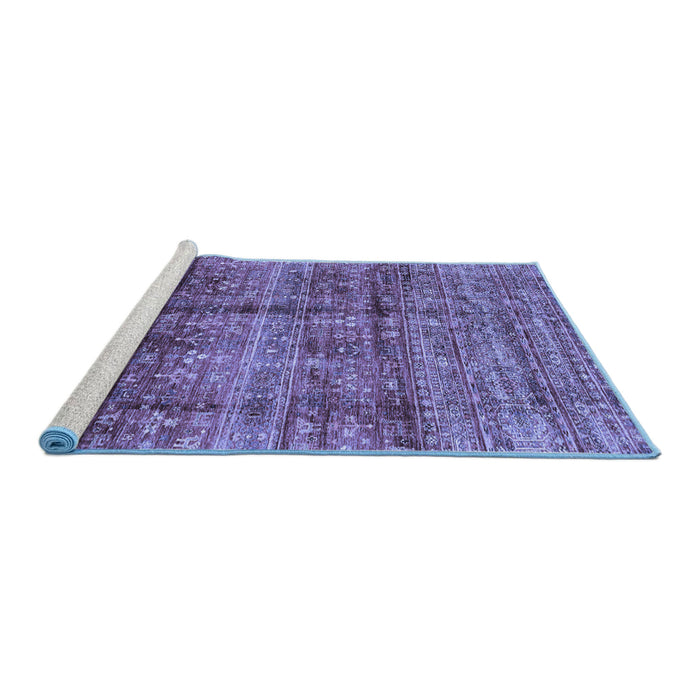 Sideview of Machine Washable Abstract Blue Modern Rug, wshabs4093blu
