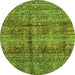 Round Abstract Green Modern Rug, abs4093grn