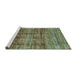 Sideview of Machine Washable Abstract Turquoise Modern Area Rugs, wshabs4093turq