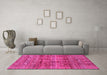 Machine Washable Abstract Pink Modern Rug in a Living Room, wshabs4093pnk