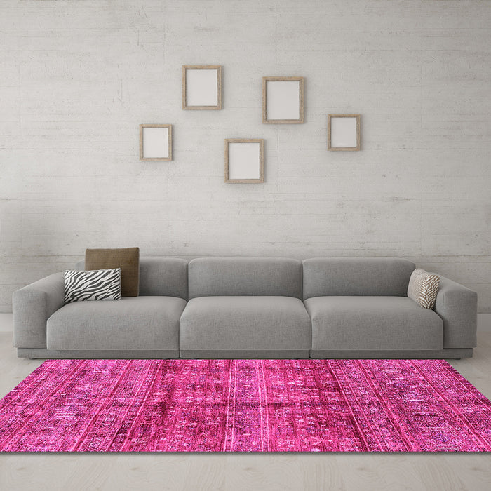 Machine Washable Abstract Pink Modern Rug in a Living Room, wshabs4093pnk