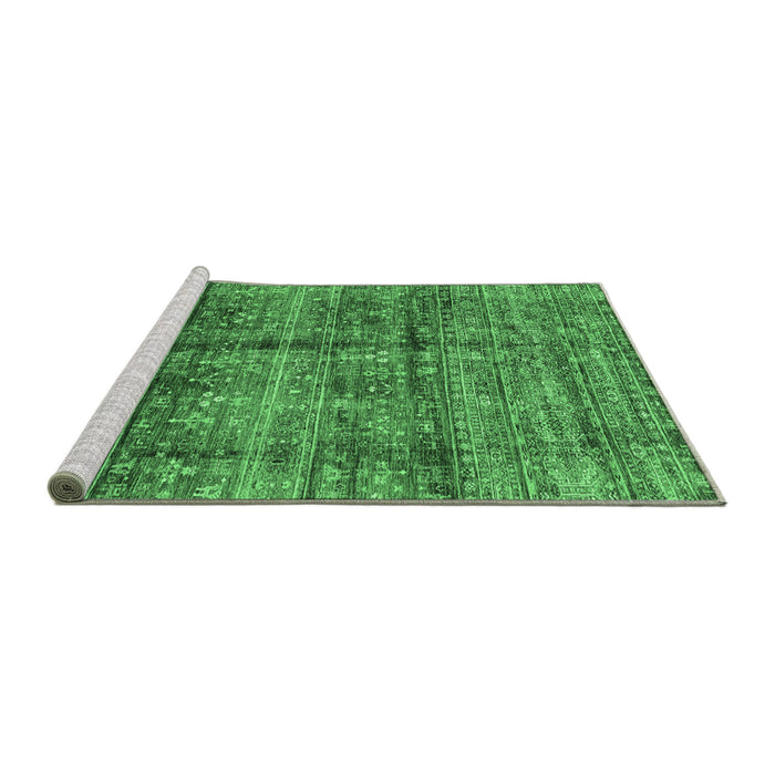 Sideview of Machine Washable Abstract Emerald Green Modern Area Rugs, wshabs4093emgrn