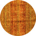 Round Abstract Yellow Modern Rug, abs4093yw