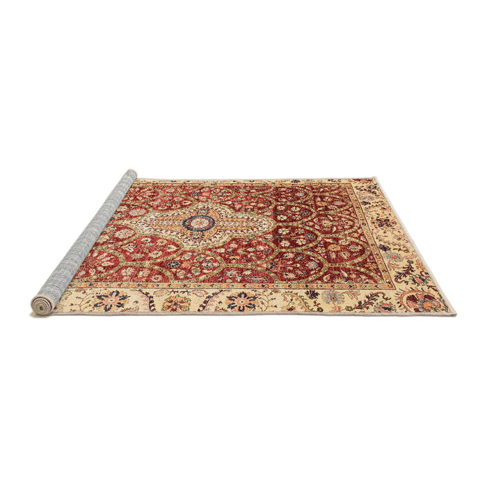 Sideview of Machine Washable Abstract Red Rug, wshabs4094