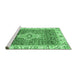 Sideview of Machine Washable Abstract Emerald Green Modern Area Rugs, wshabs4094emgrn