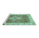 Sideview of Machine Washable Abstract Turquoise Modern Area Rugs, wshabs4094turq