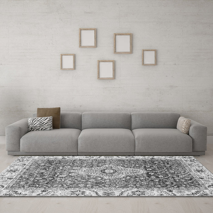 Machine Washable Abstract Gray Modern Rug in a Living Room,, wshabs4094gry