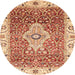 Round Machine Washable Abstract Red Rug, wshabs4094