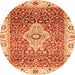 Round Machine Washable Abstract Orange Modern Area Rugs, wshabs4094org