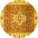 Round Abstract Yellow Modern Rug, abs4094yw