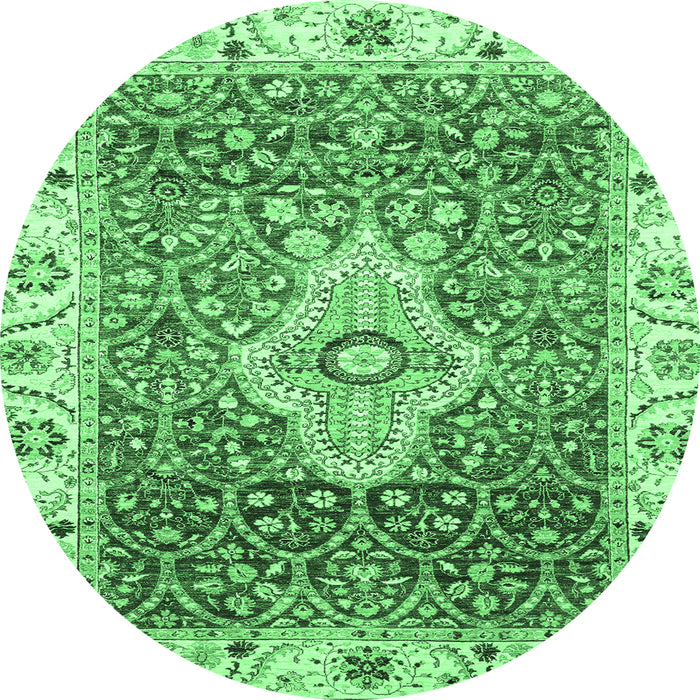 Round Abstract Emerald Green Modern Rug, abs4094emgrn