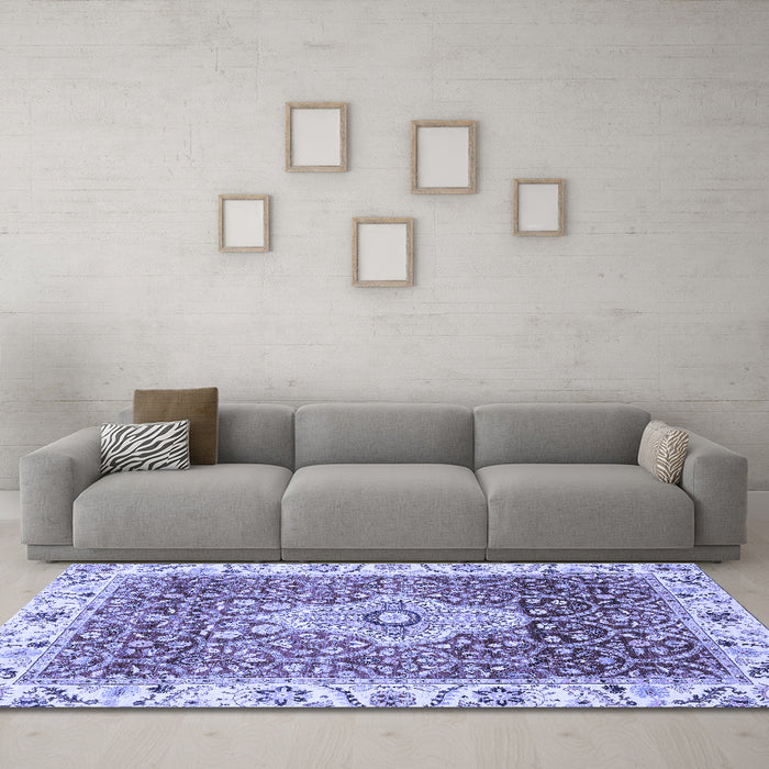 Machine Washable Abstract Blue Modern Rug in a Living Room, wshabs4094blu