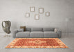 Machine Washable Abstract Orange Modern Area Rugs in a Living Room, wshabs4094org