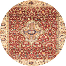 Round Abstract Red Modern Rug, abs4094