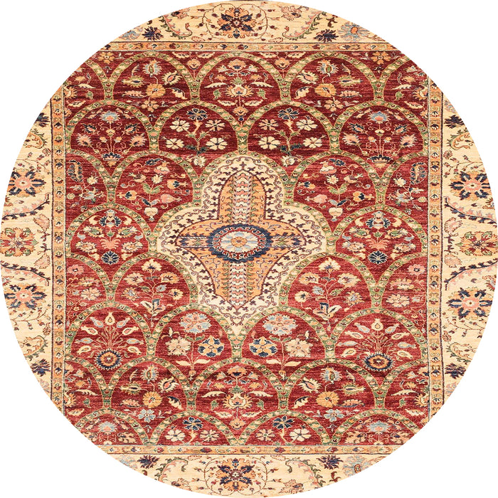 Round Abstract Red Modern Rug, abs4094