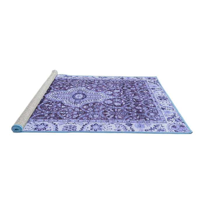 Sideview of Machine Washable Abstract Blue Modern Rug, wshabs4094blu