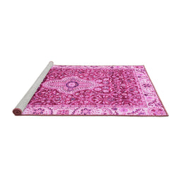 Sideview of Machine Washable Abstract Pink Modern Rug, wshabs4094pnk