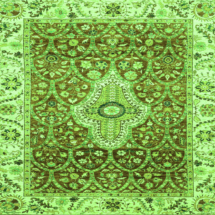 Square Machine Washable Abstract Green Modern Area Rugs, wshabs4094grn
