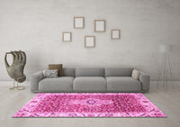 Machine Washable Abstract Pink Modern Rug, wshabs4094pnk