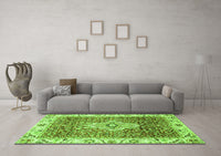 Machine Washable Abstract Green Modern Rug, wshabs4094grn