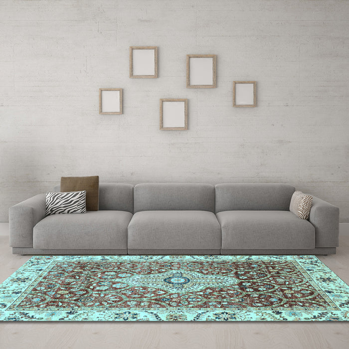 Machine Washable Abstract Light Blue Modern Rug in a Living Room, wshabs4094lblu
